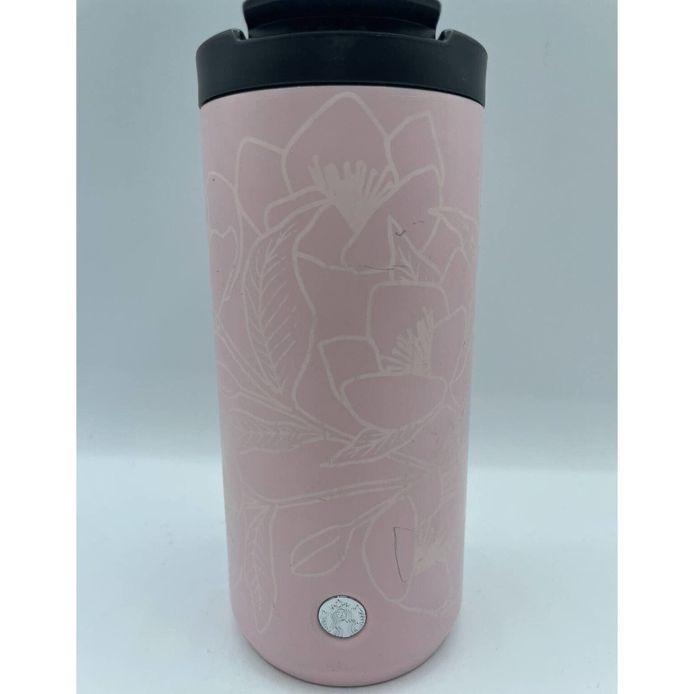 Starbucks Cherry Blossom Floral Patern Stainless Steel Tumbler Coffee Tea Mug
